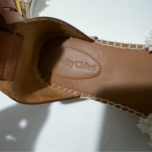 See By Chloe Glyn Canvas Leather Espadrilles Closed Toe Ankle Straps - Picture 6 of 7